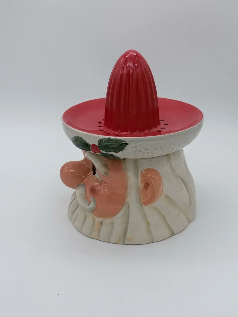 Vintage Cracker Barrel 2pc Santa Claus Juicer Reamer & Jug 8”